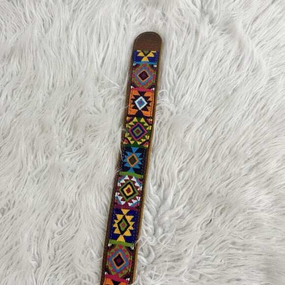 Arloom Handwoven Leather Rancho Ring Belt Maya Guatemala Colorful Boho 40” Long - Picture 5 of 7